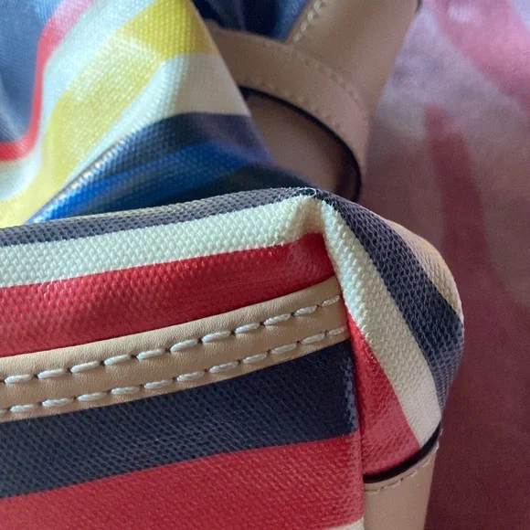 Kate Spade Striped Satchel in Yellow, Blue, and Red - Picture 8 of 13